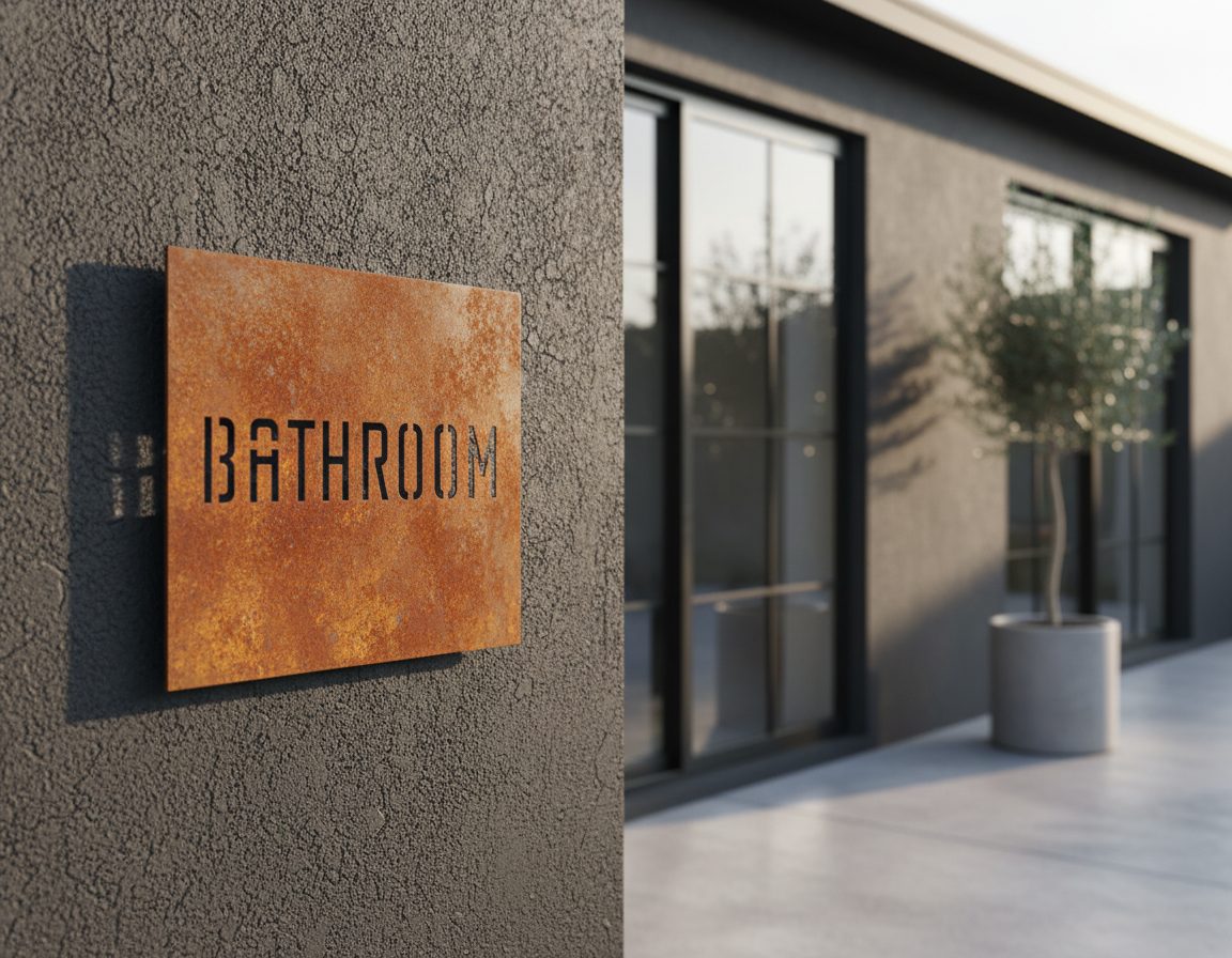 Número de vivienda en latón mate sobre fachada encalada