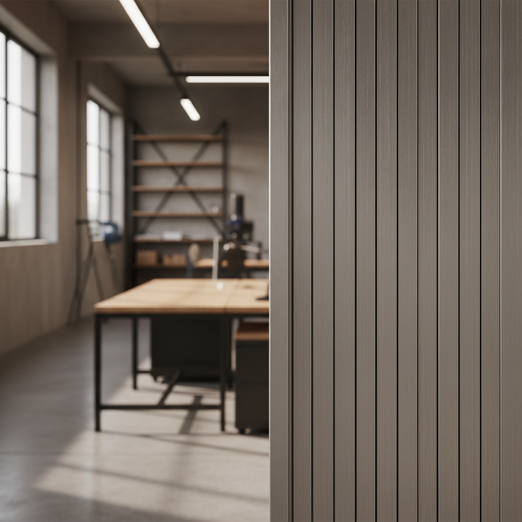 Separador de inox 304 cepillado en una oficina contemporánea